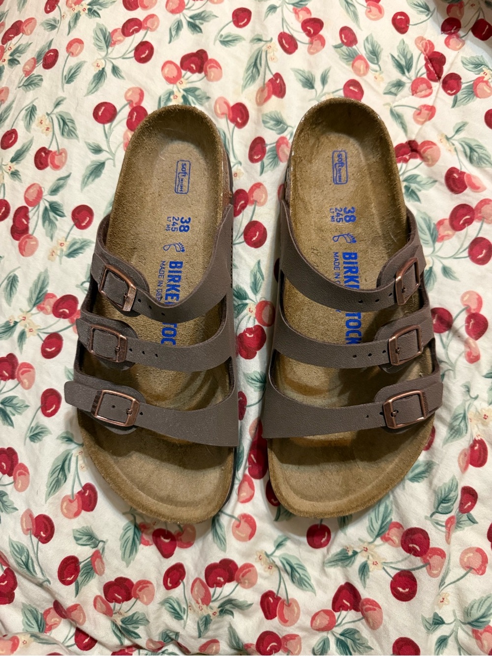 Birkenstock Women's Triple Strap Sandals in Brown with Copper Buckles - Picture 3 of 3